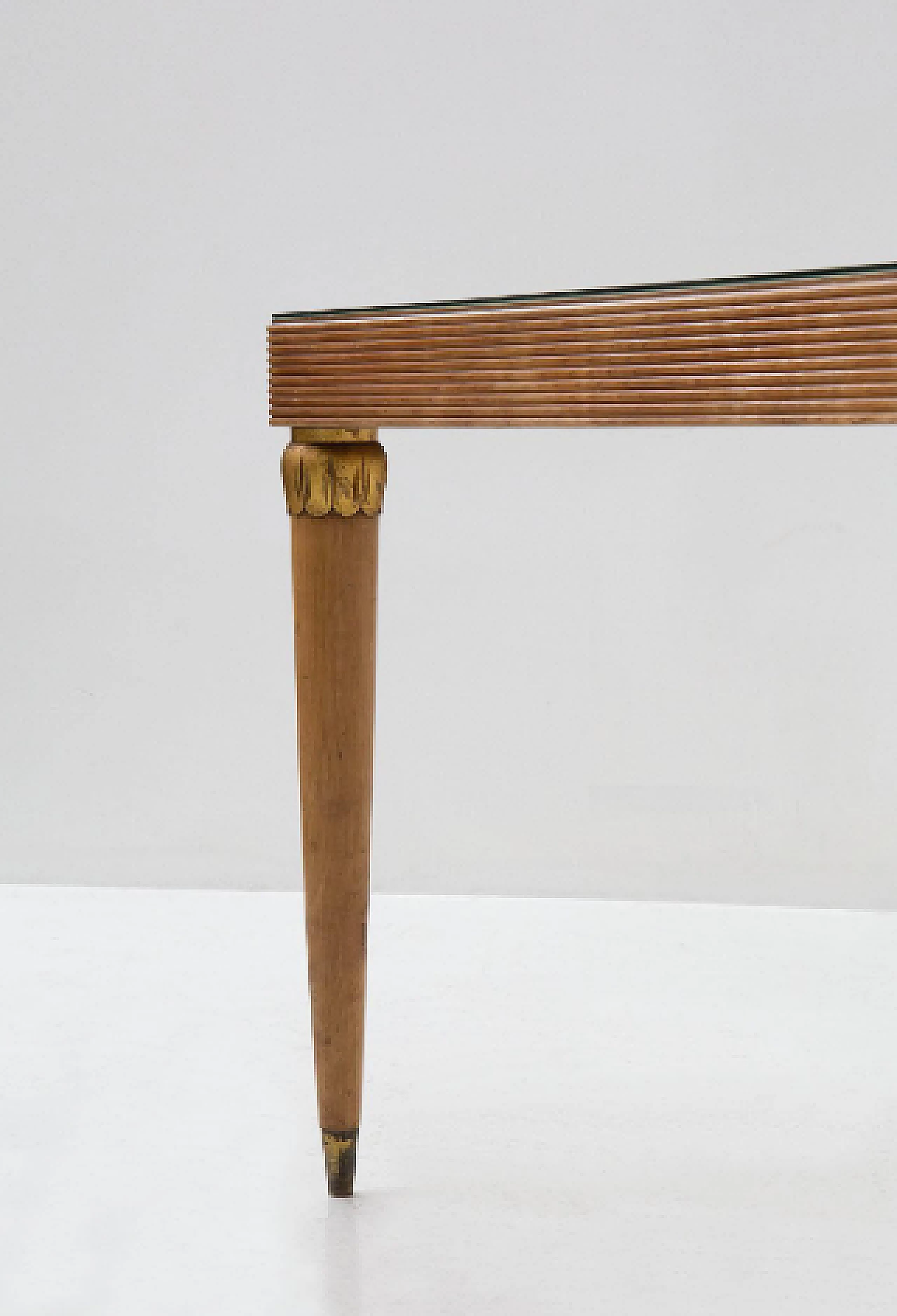Wood, glass and brass table by Paolo Buffa, 1950s 6