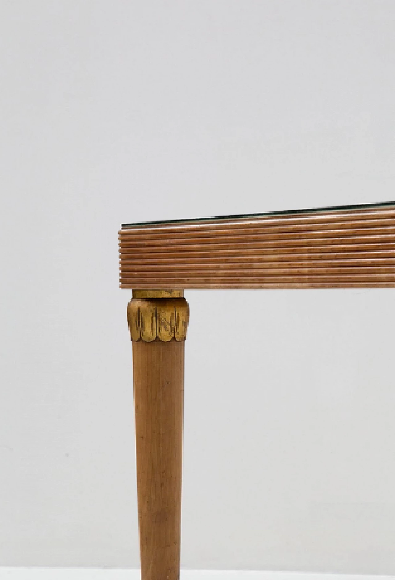 Wood, glass and brass table by Paolo Buffa, 1950s 7