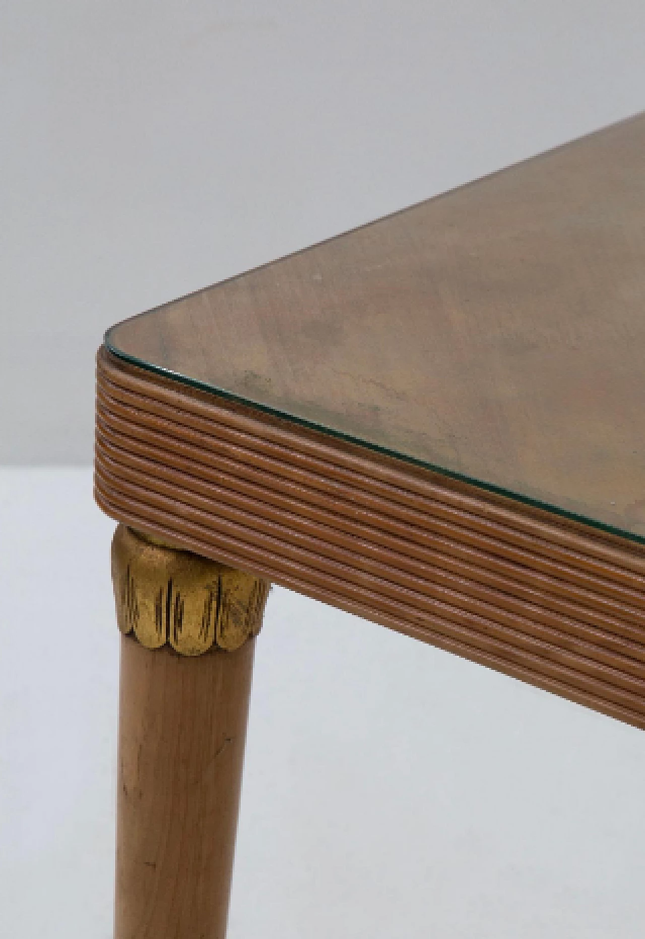 Wood, glass and brass table by Paolo Buffa, 1950s 8