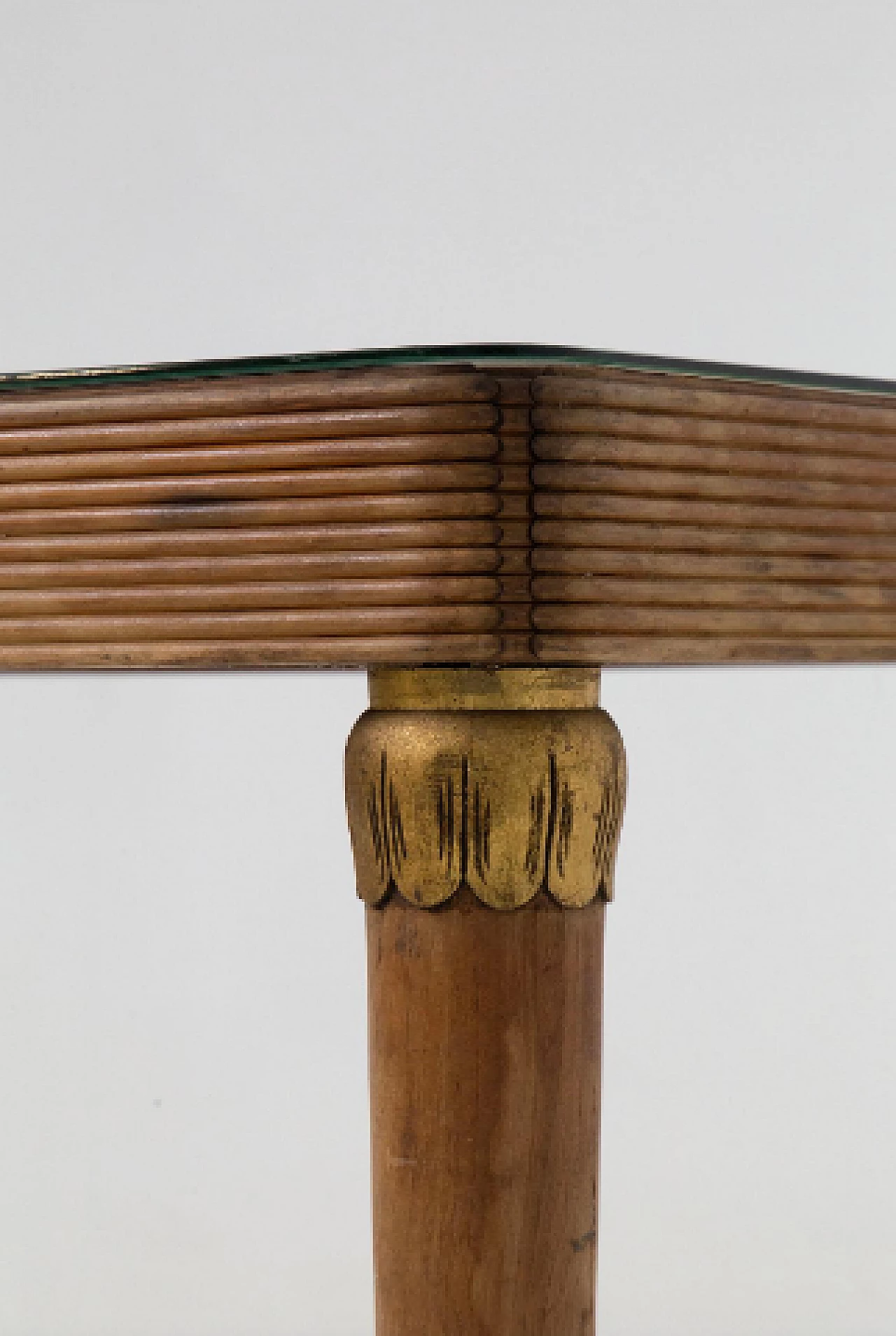 Wood, glass and brass table by Paolo Buffa, 1950s 9