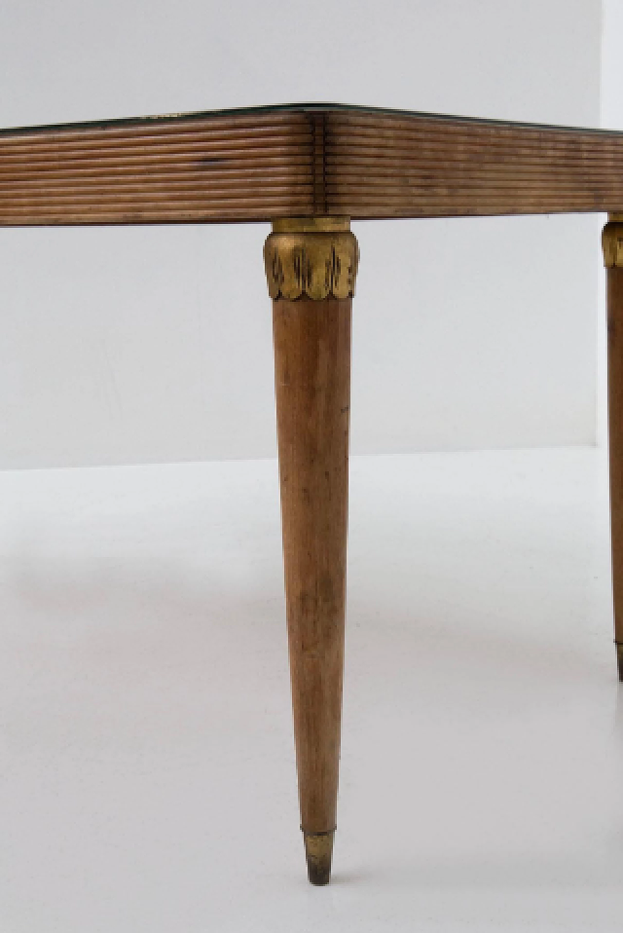 Wood, glass and brass table by Paolo Buffa, 1950s 11