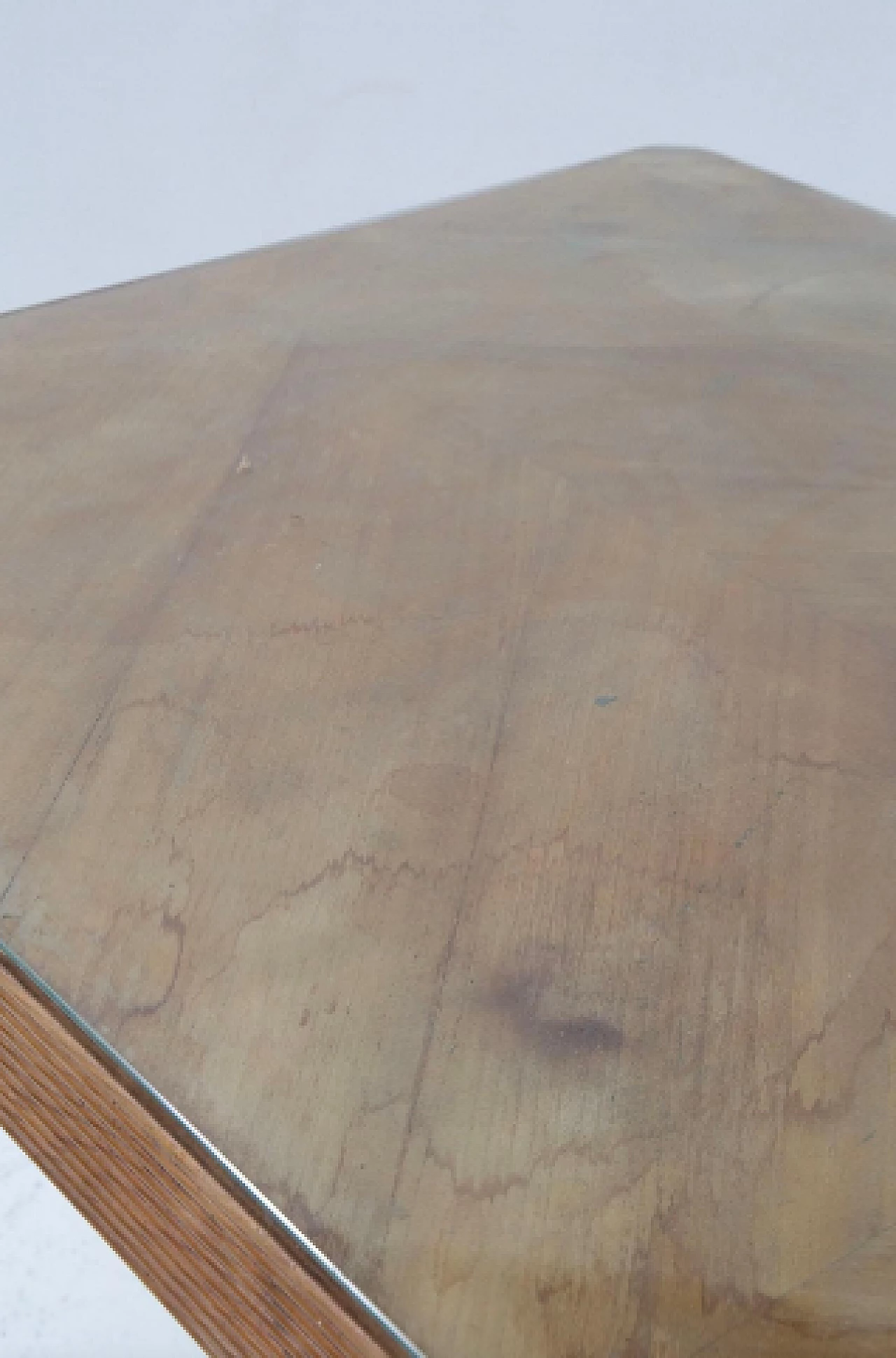 Wood, glass and brass table by Paolo Buffa, 1950s 13