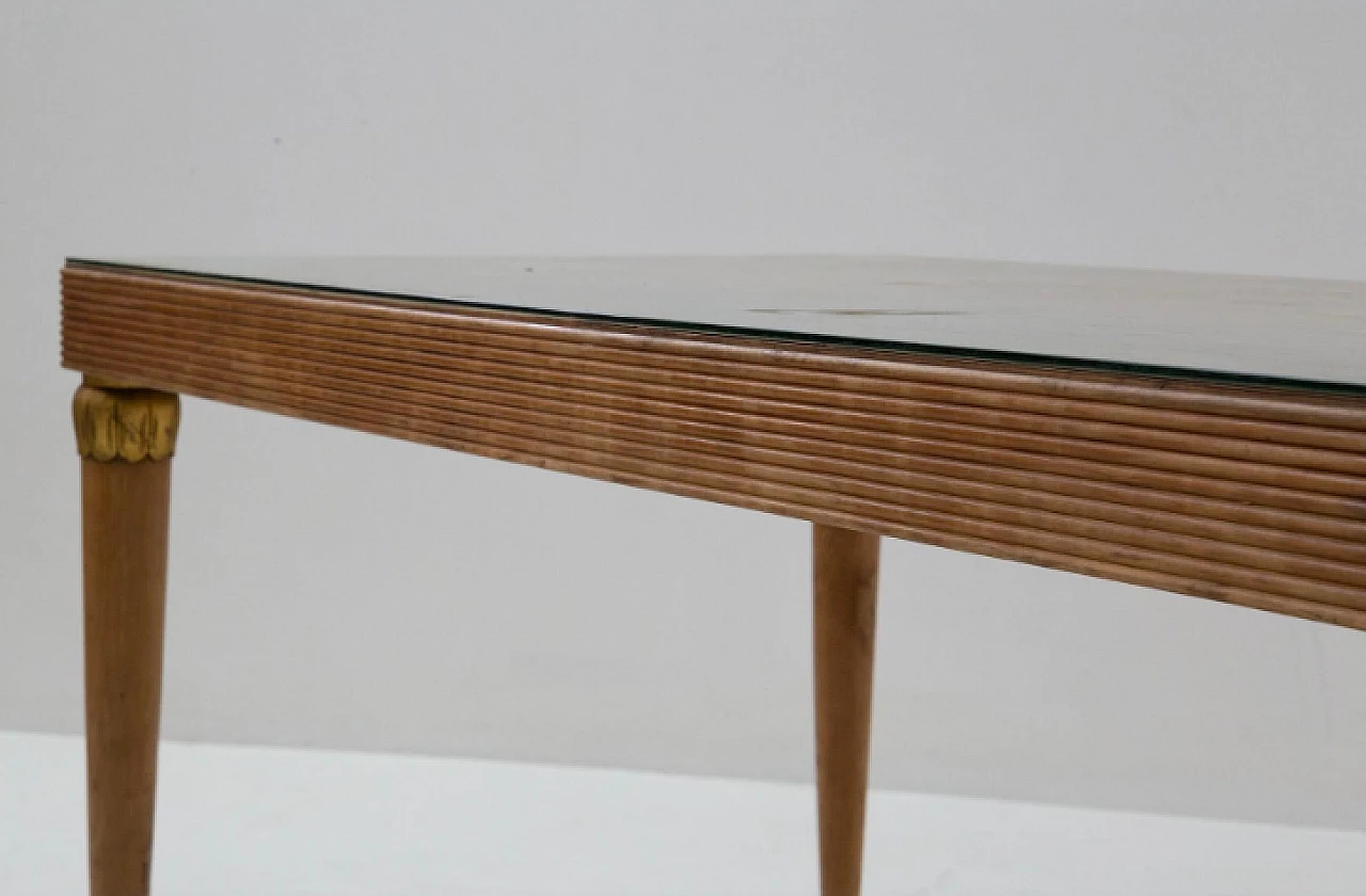 Wood, glass and brass table by Paolo Buffa, 1950s 15
