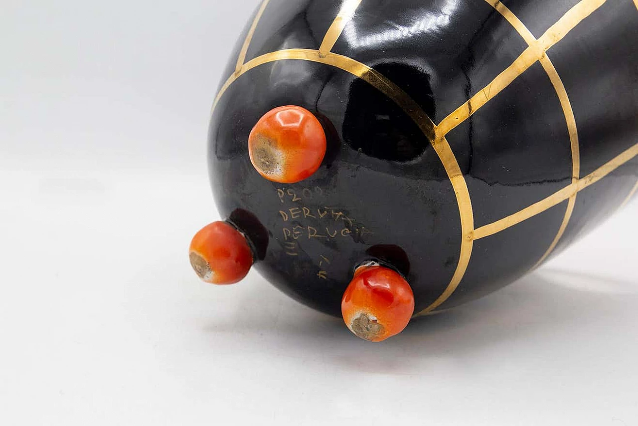 Deruta ceramic vase with three spherical feet, 1970s 7