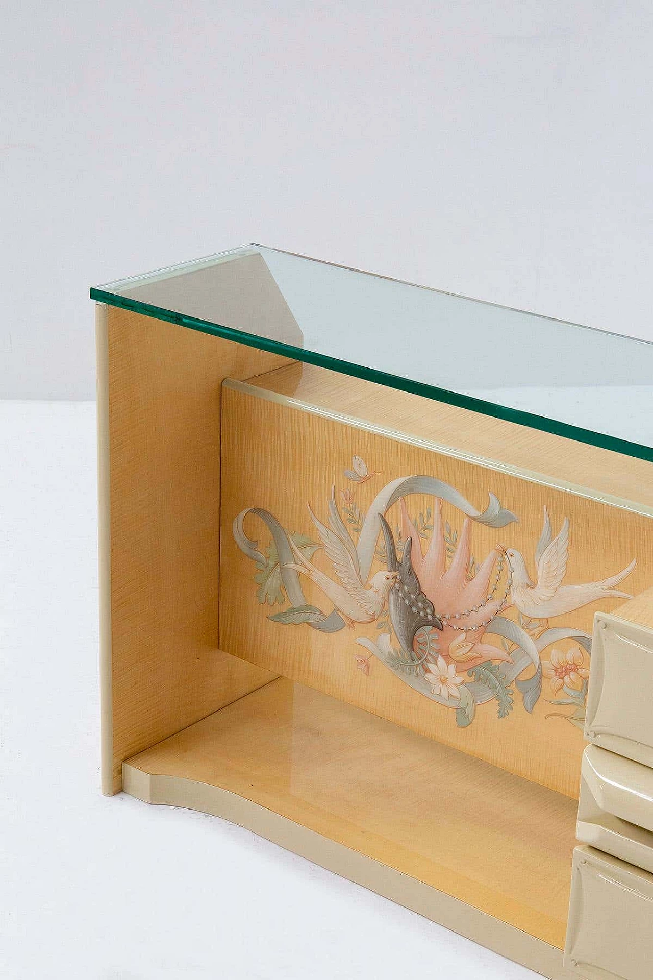 Inlaid wood and glass chest of drawers by Giovanni Gariboldi, 1950s 6