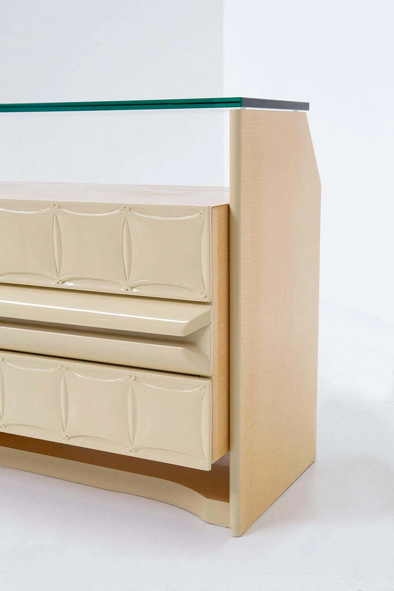 Inlaid wood and glass chest of drawers by Giovanni Gariboldi, 1950s 7