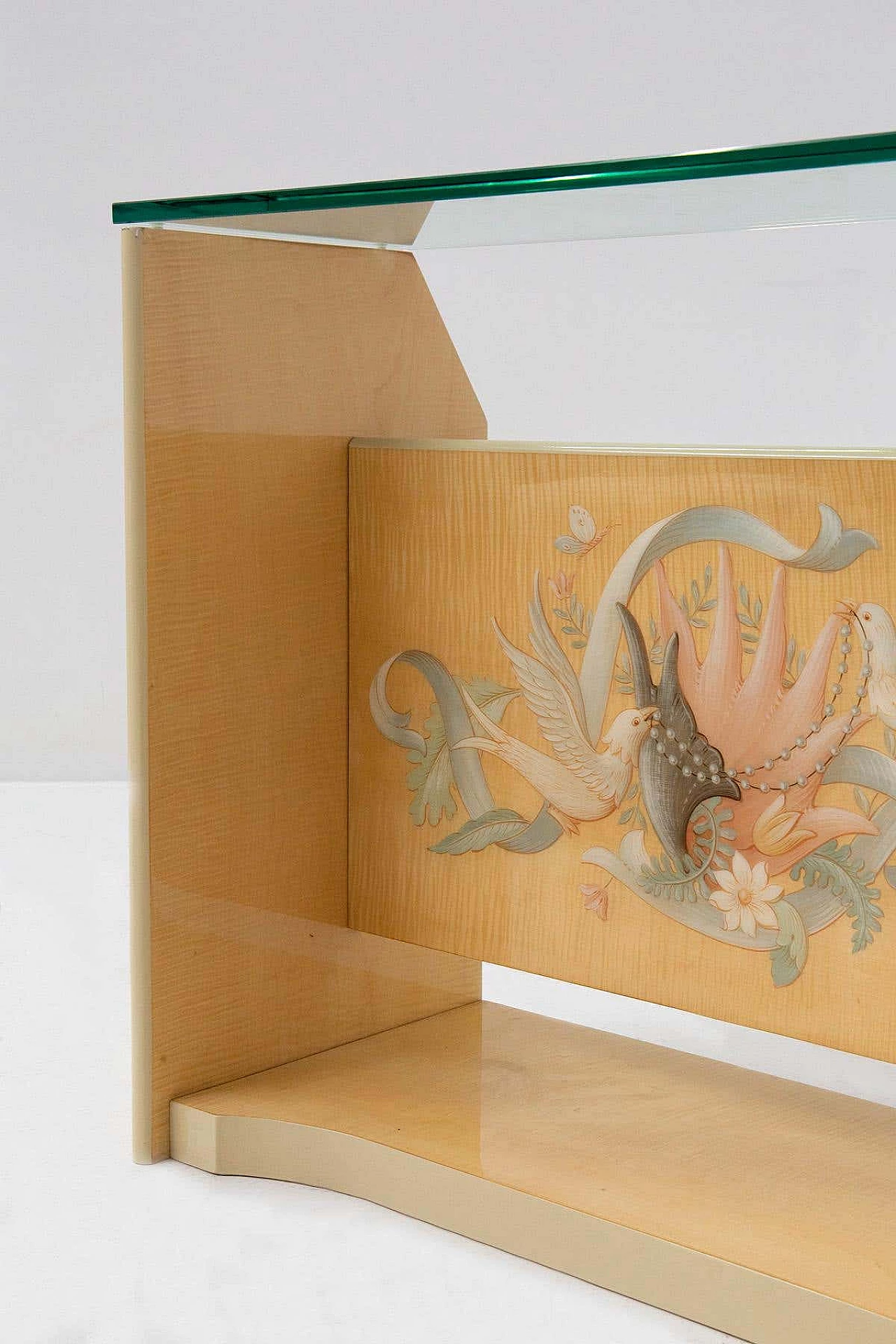 Cassettiera in legno intarsiato e vetro di Giovanni Gariboldi, anni '50 9