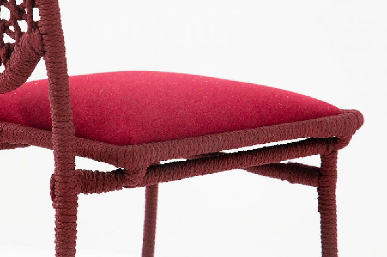 6 Sedie in ferro e corda di Marzio Cecchi, anni '70 8