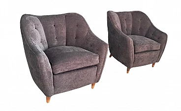 Pair of gray fabric armchairs by Gio Ponti for Casa & Giardino, 1950s