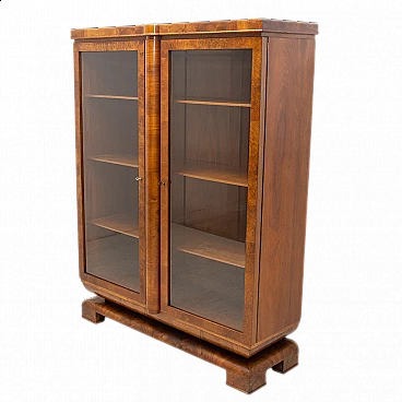 Libreria in stile Art Deco in noce, anni '30