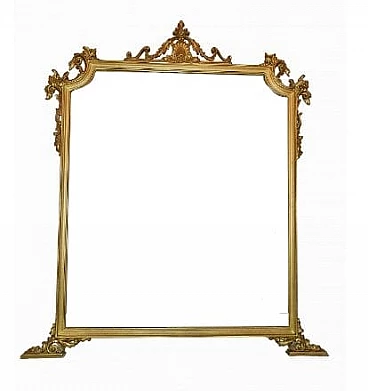 Specchio con cornice in legno dorato e intagliato, anni '60
