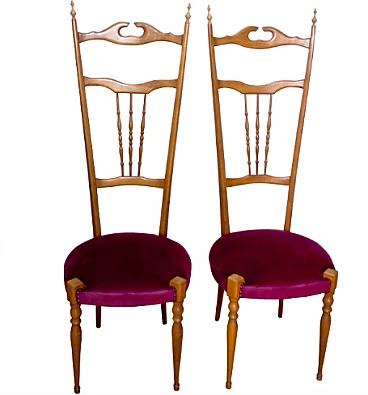 Pair of Chiavari chairs by Giuseppe Gaetano Descalzi, 1950s