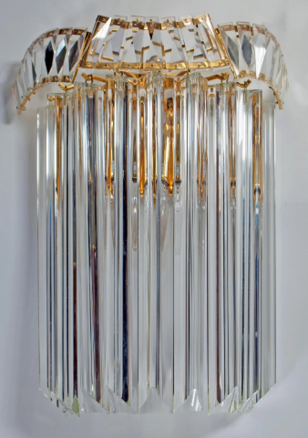 Coppia di applique Triedri in ottone e vetro di Venini, anni '70 3