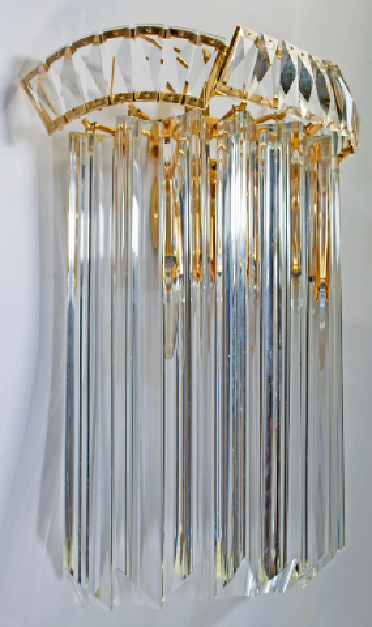 Coppia di applique Triedri in ottone e vetro di Venini, anni '70 4