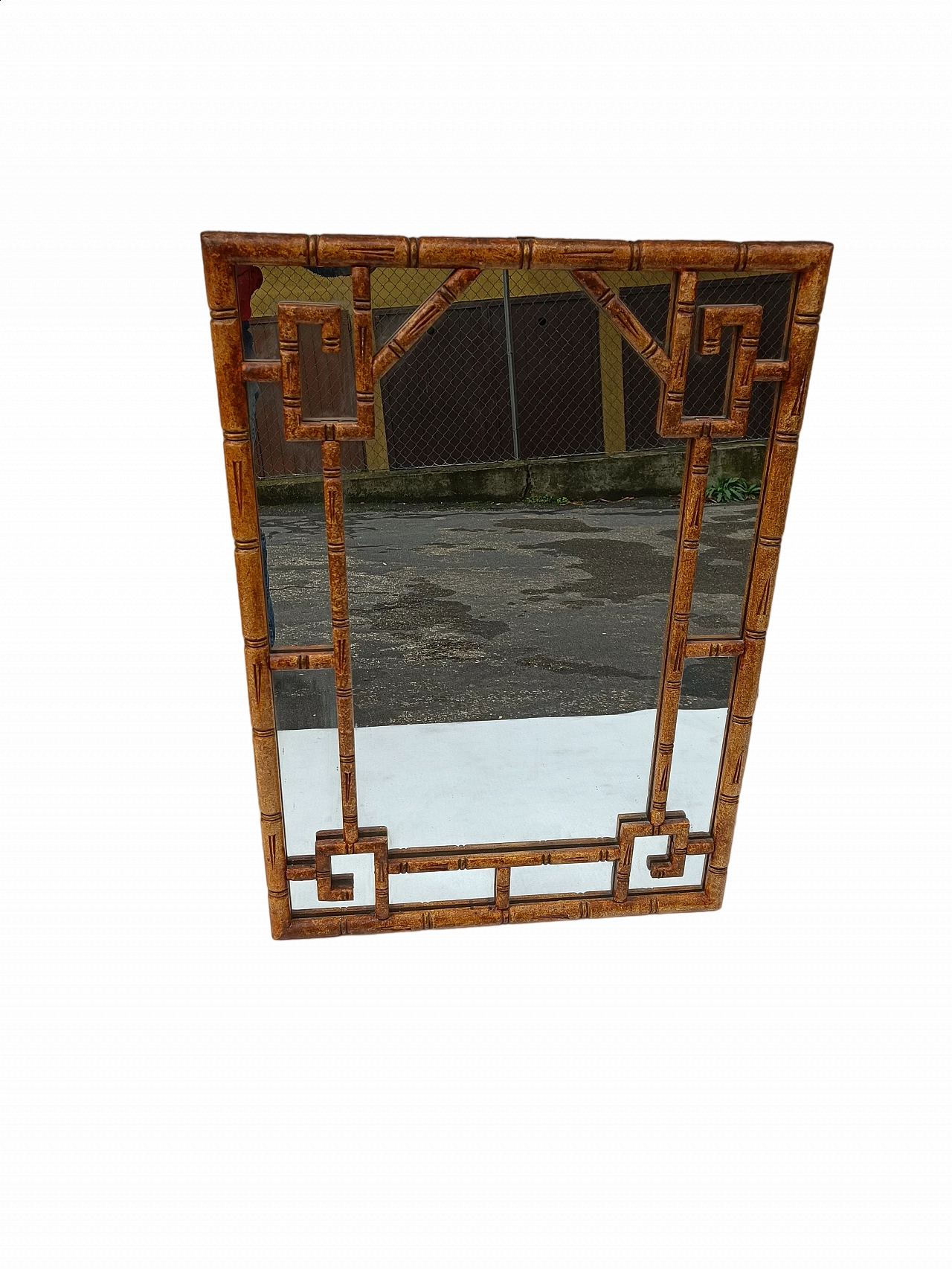 Bamboo-effect stucco wall mirror, 1960s 5