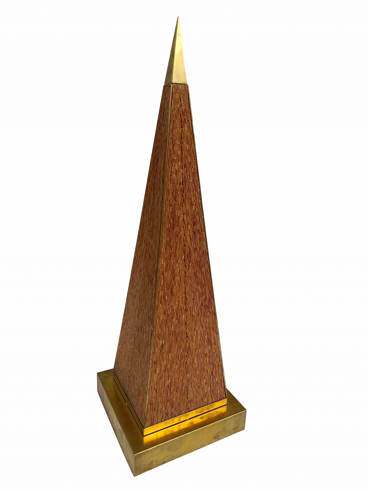 Wicker and gilded metal obelisk by Tarzia Firenze, 1960s 5