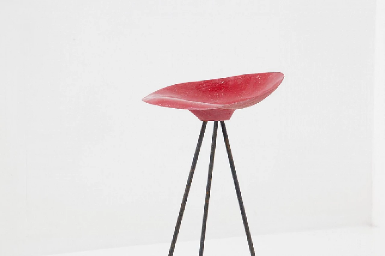 Iron and fiberglass stool by Jean Raymond Picard for Seta, 1950s 5