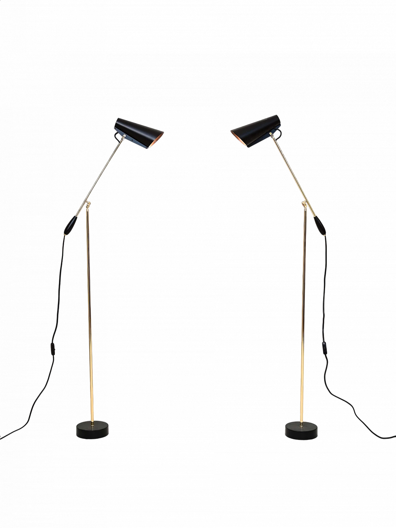 Pair of Scandinavian Birdy floor lamps by Birger Dahl for Northen, 1950s 11