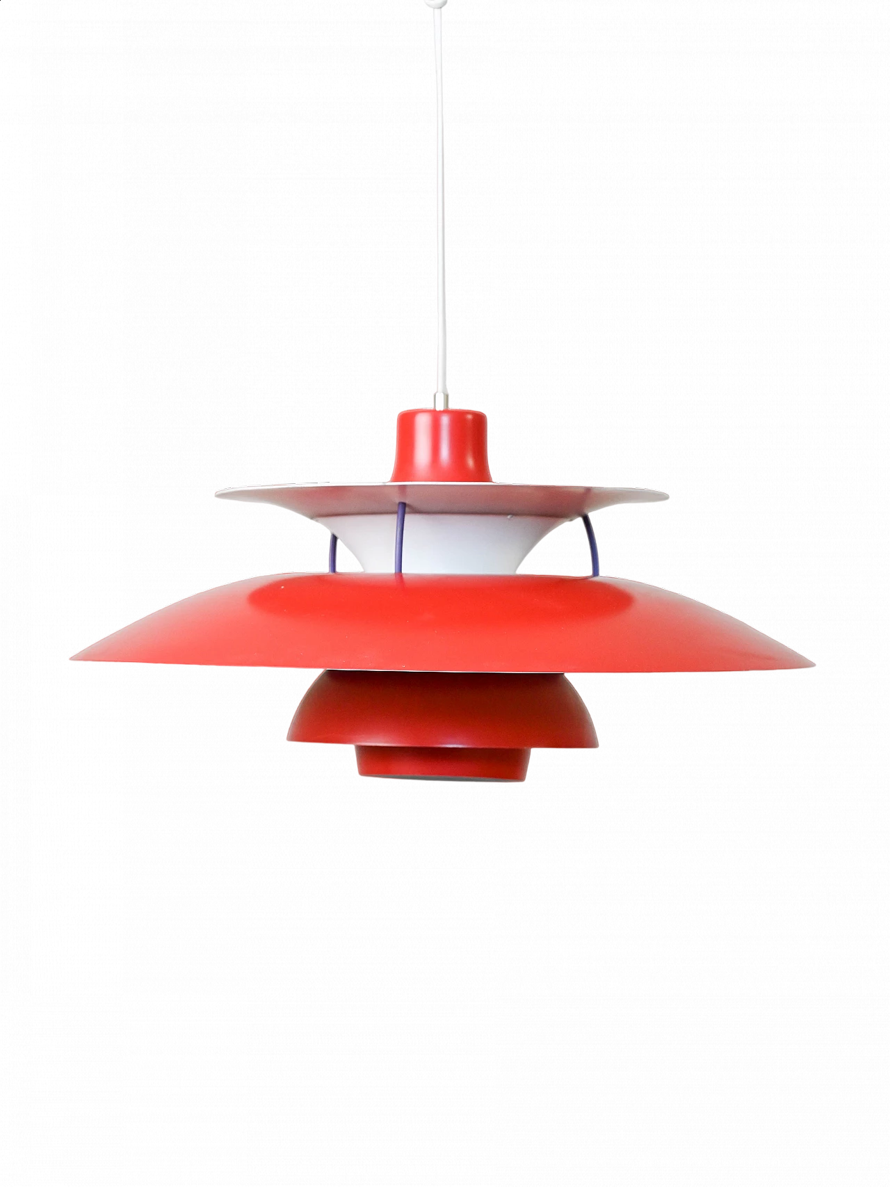 PH5 red chandelier by Poul Henningsen for Louis Poulsen, 1950s 10
