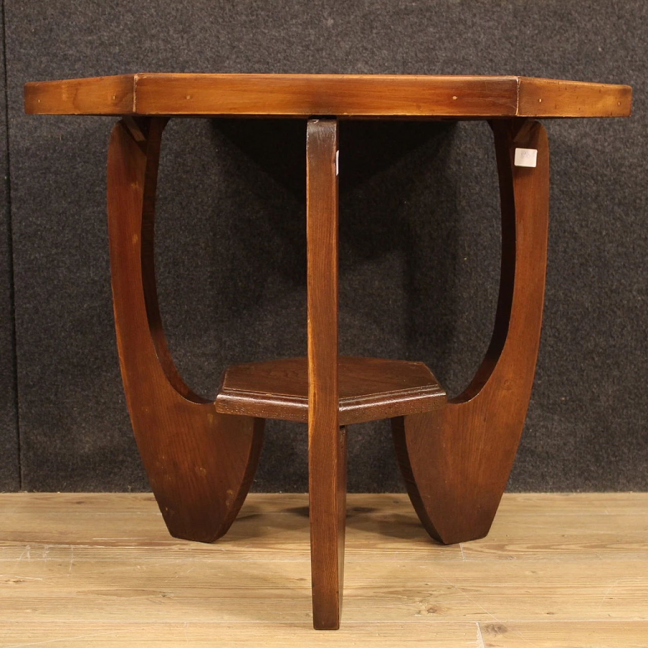Tavolino Art Déco esagonale in rovere e faggio, anni '50 5