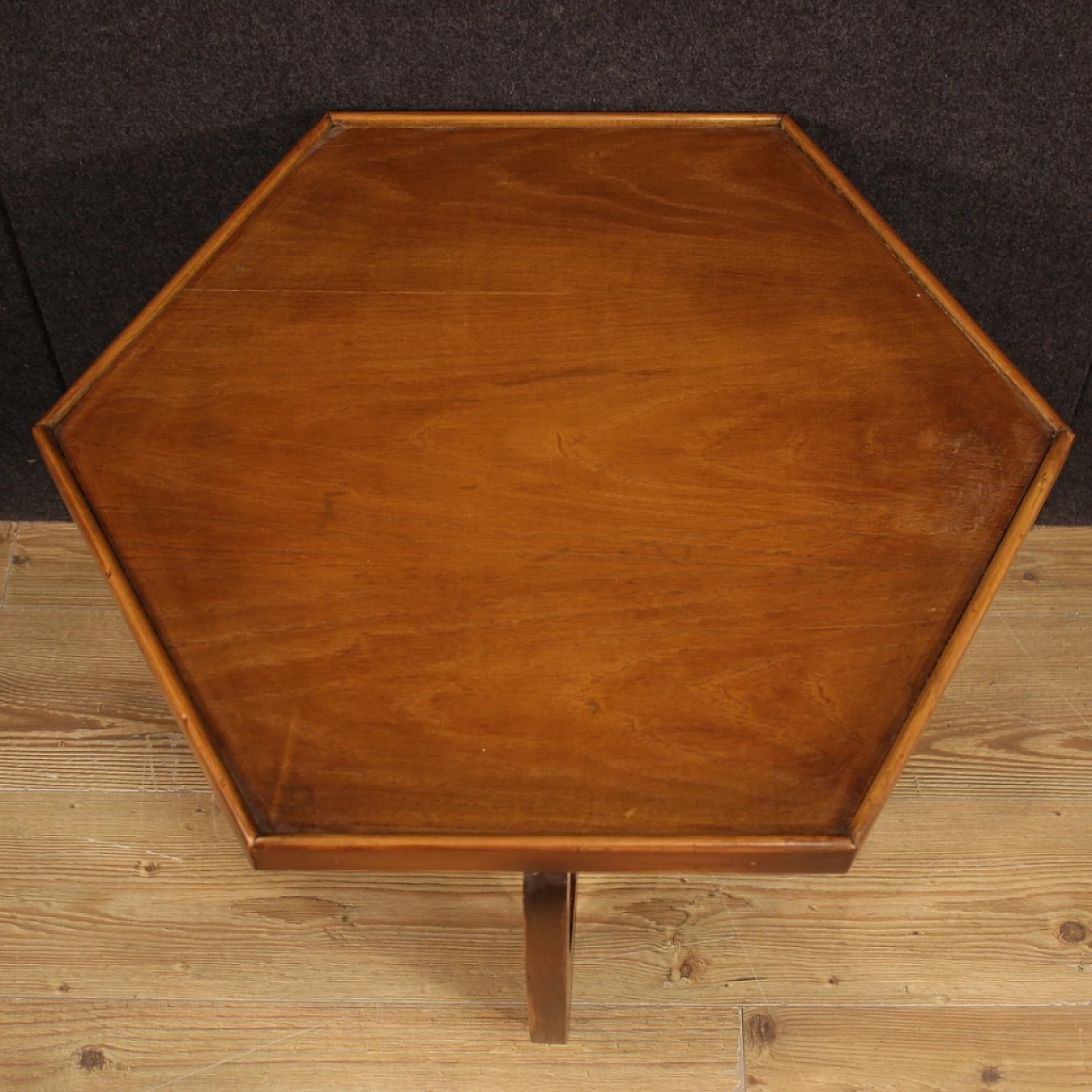 Art Deco hexagonal oak and beech coffee table, 1950s 6