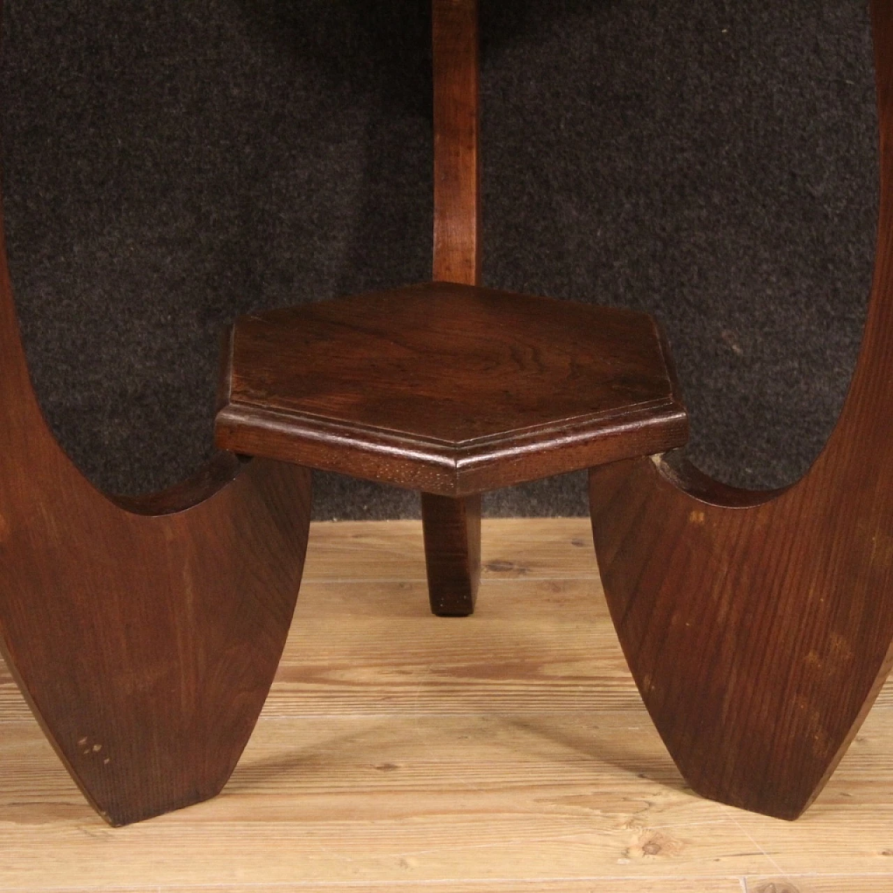 Art Deco hexagonal oak and beech coffee table, 1950s 8