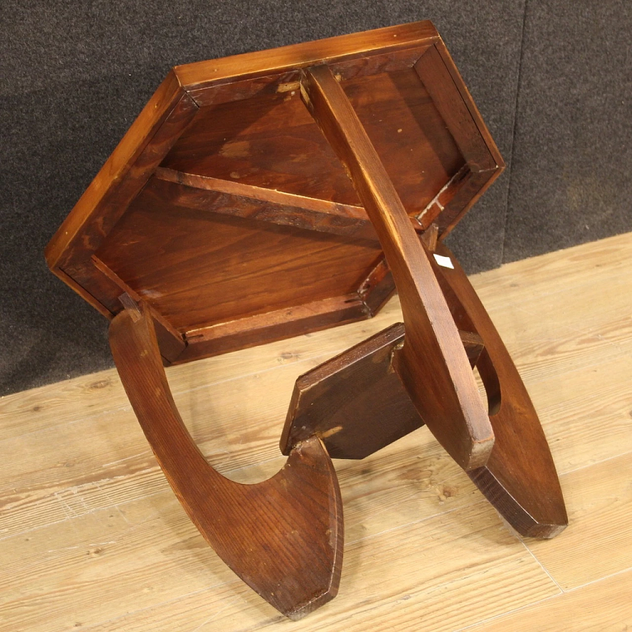 Art Deco hexagonal oak and beech coffee table, 1950s 9