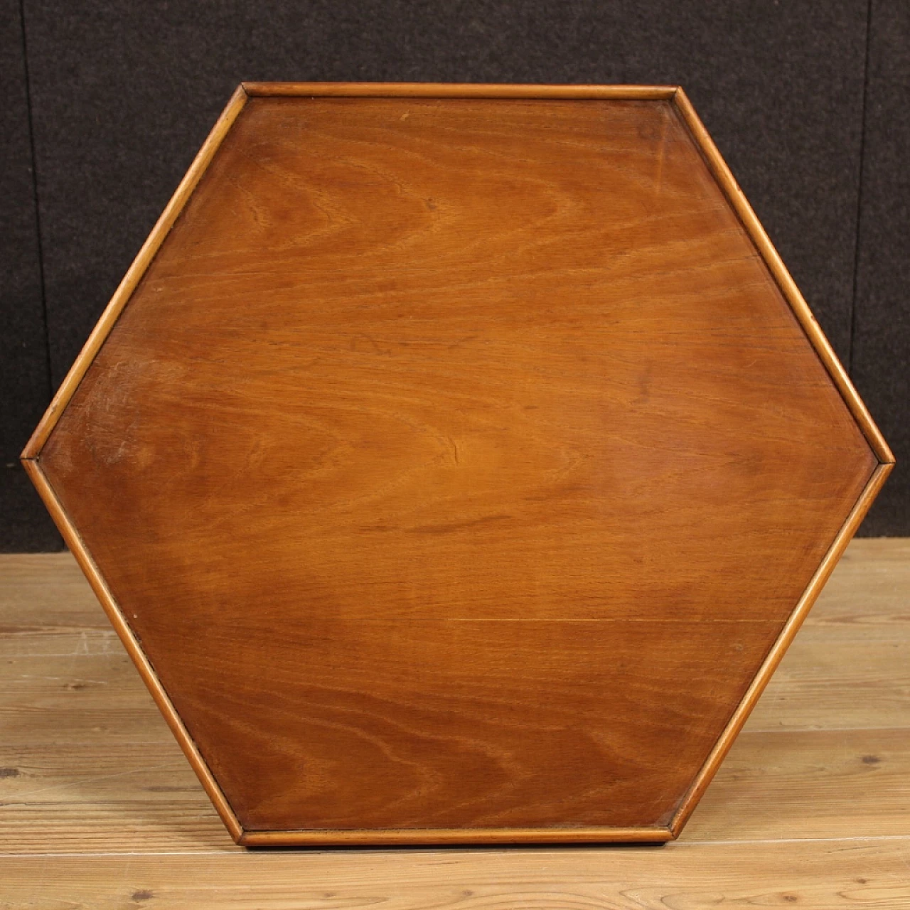 Art Deco hexagonal oak and beech coffee table, 1950s 11