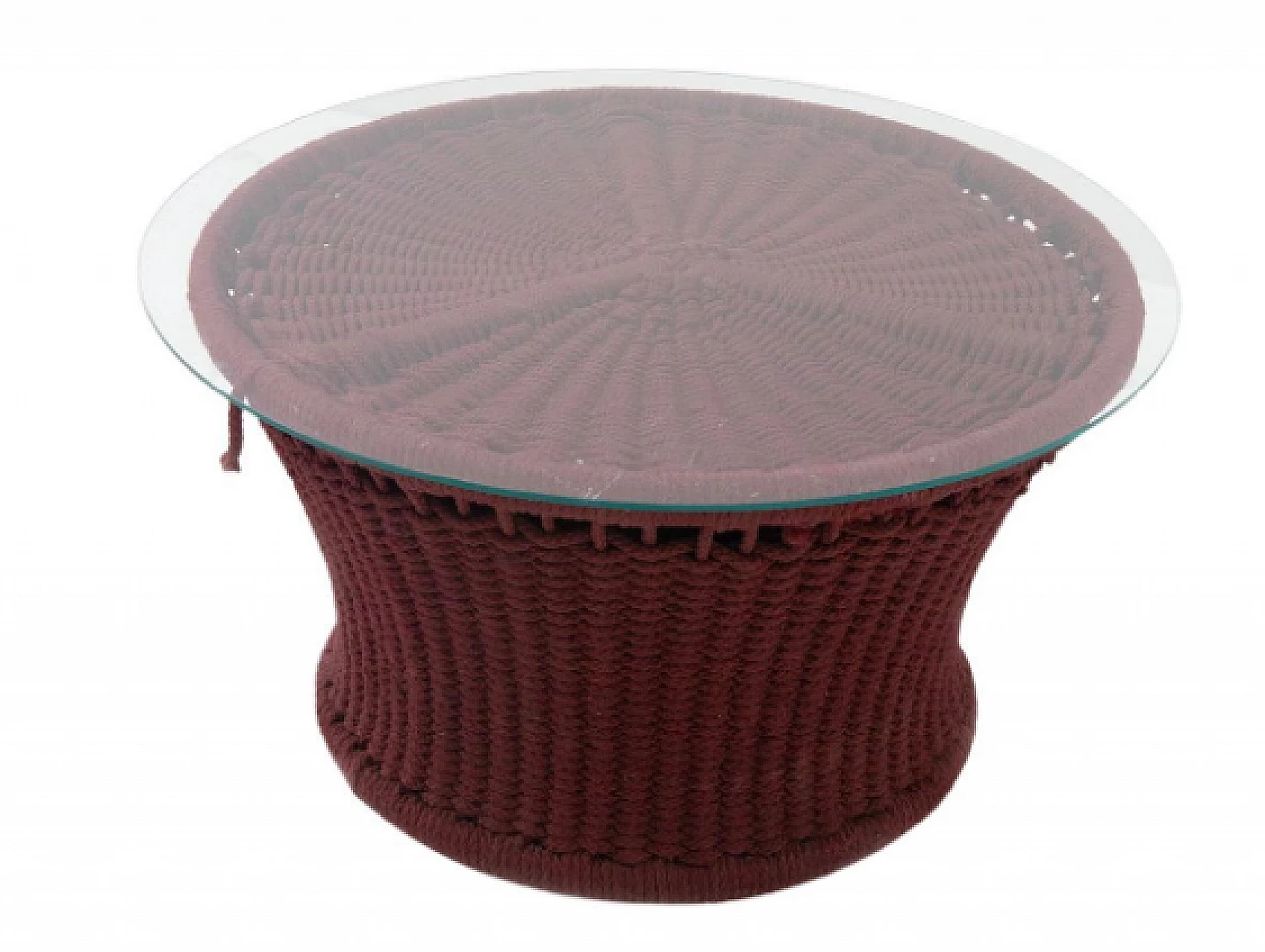 Tavolino in ferro, corda e vetro di Marzio Cecchi, anni '70 1