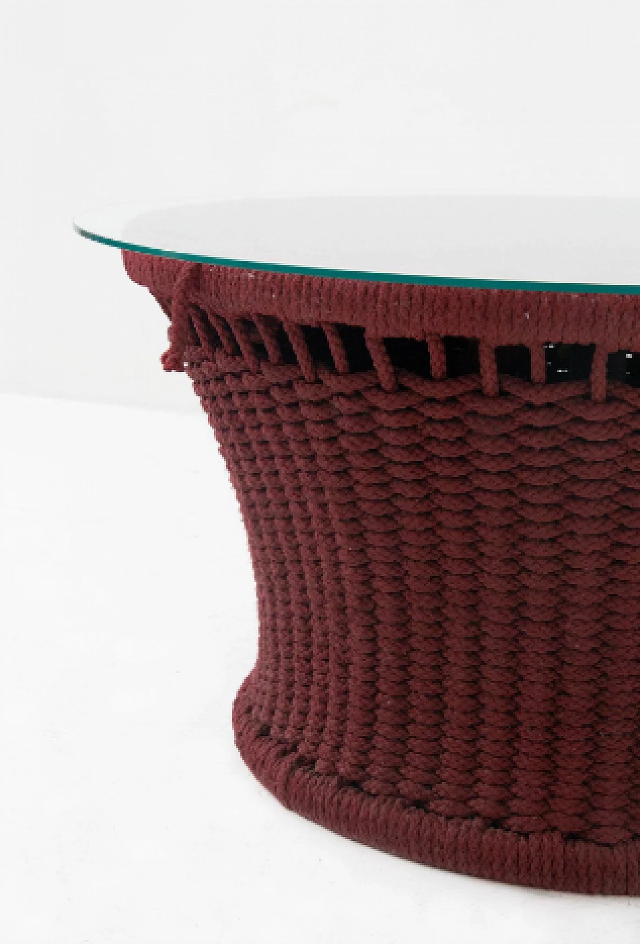 Tavolino in ferro, corda e vetro di Marzio Cecchi, anni '70 6