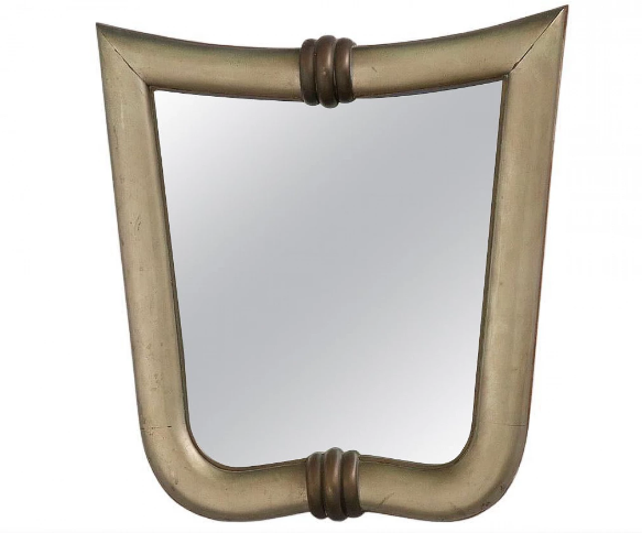 Silvered wood and brass wall mirror attributed to Gio Ponti, 1930s 1