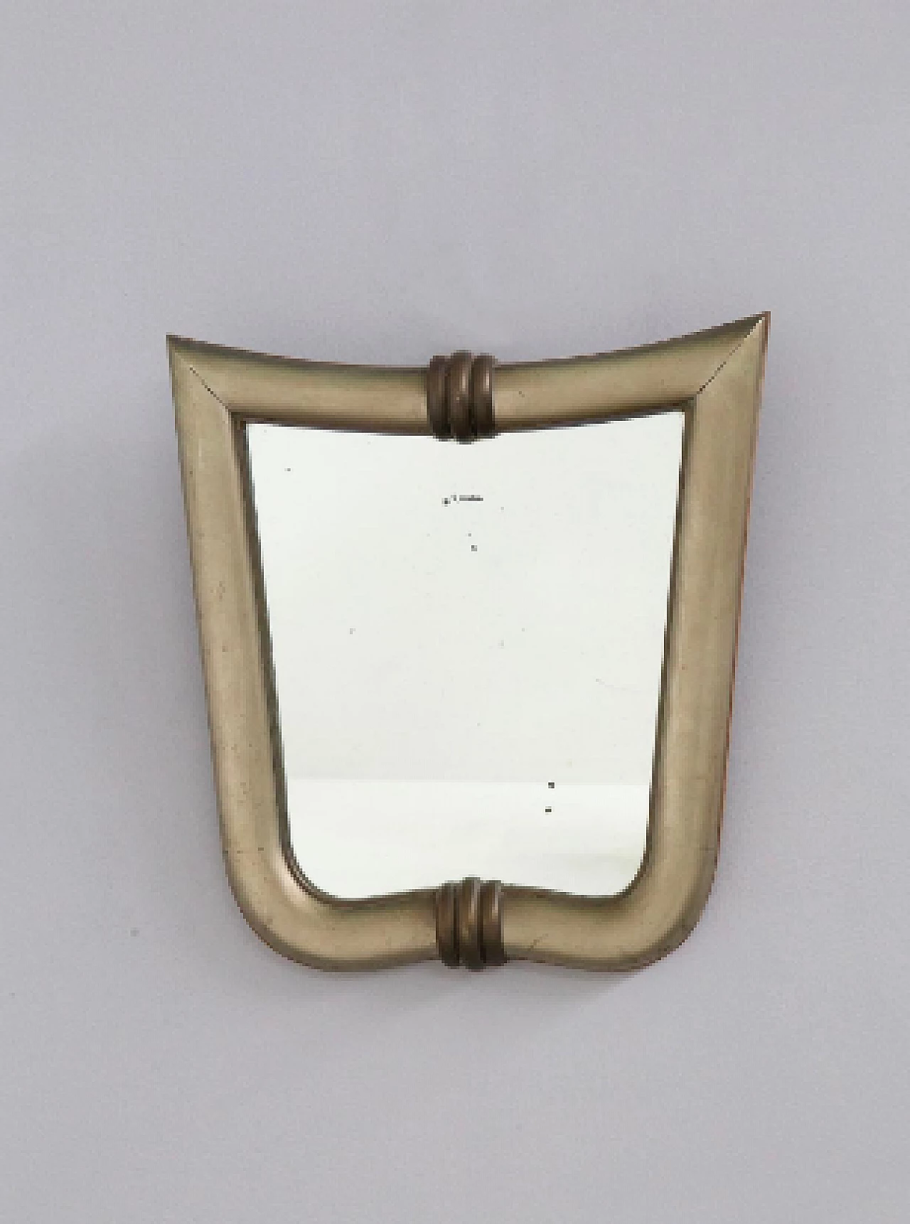 Specchio da parete in legno argentato e ottone attribuito a Gio Ponti, anni '30 2