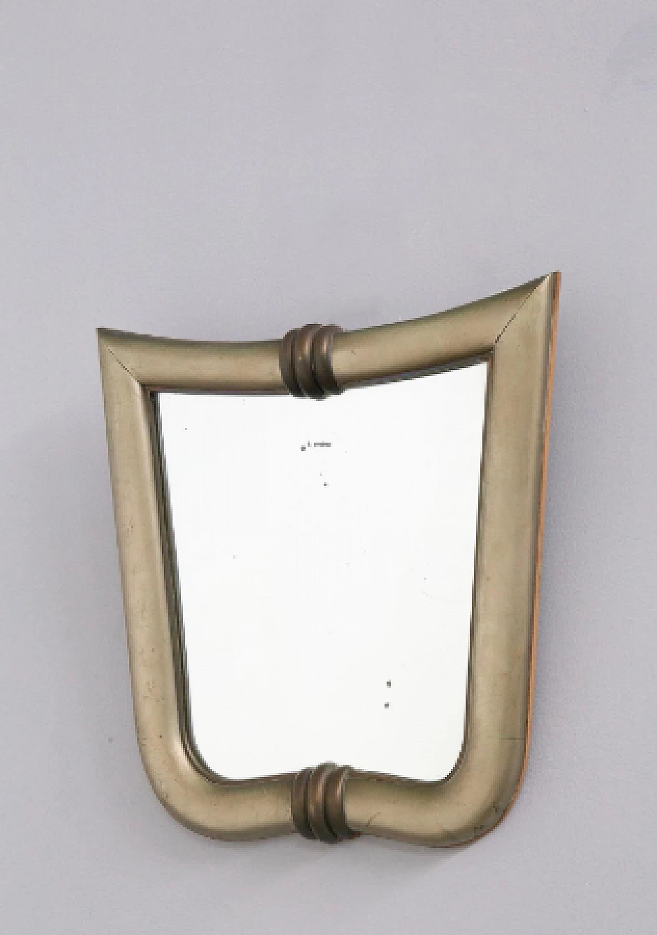 Specchio da parete in legno argentato e ottone attribuito a Gio Ponti, anni '30 3