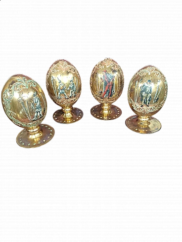 4 Blown glass eggs with carnival masks, 1940s