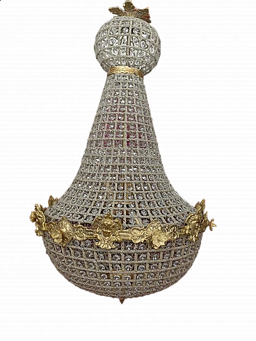 Empire-style glass and bronze chandelier, 1970s