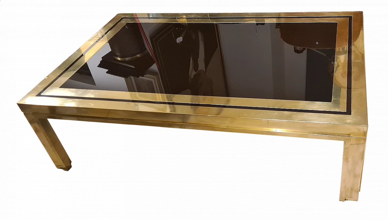 Tavolino in ottone e plexiglass nero di Liwan's Roma, anni '70 17