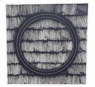 Emilio Scanavino, Texture with circle, screen print on canvas, 1973
