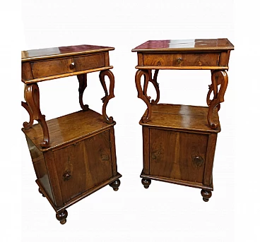Pair of Louis Philippe walnut bedside tables, late 19th century