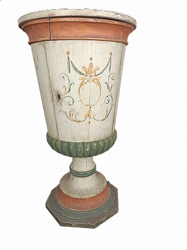 Lacquered wood column bedside table, 19th century