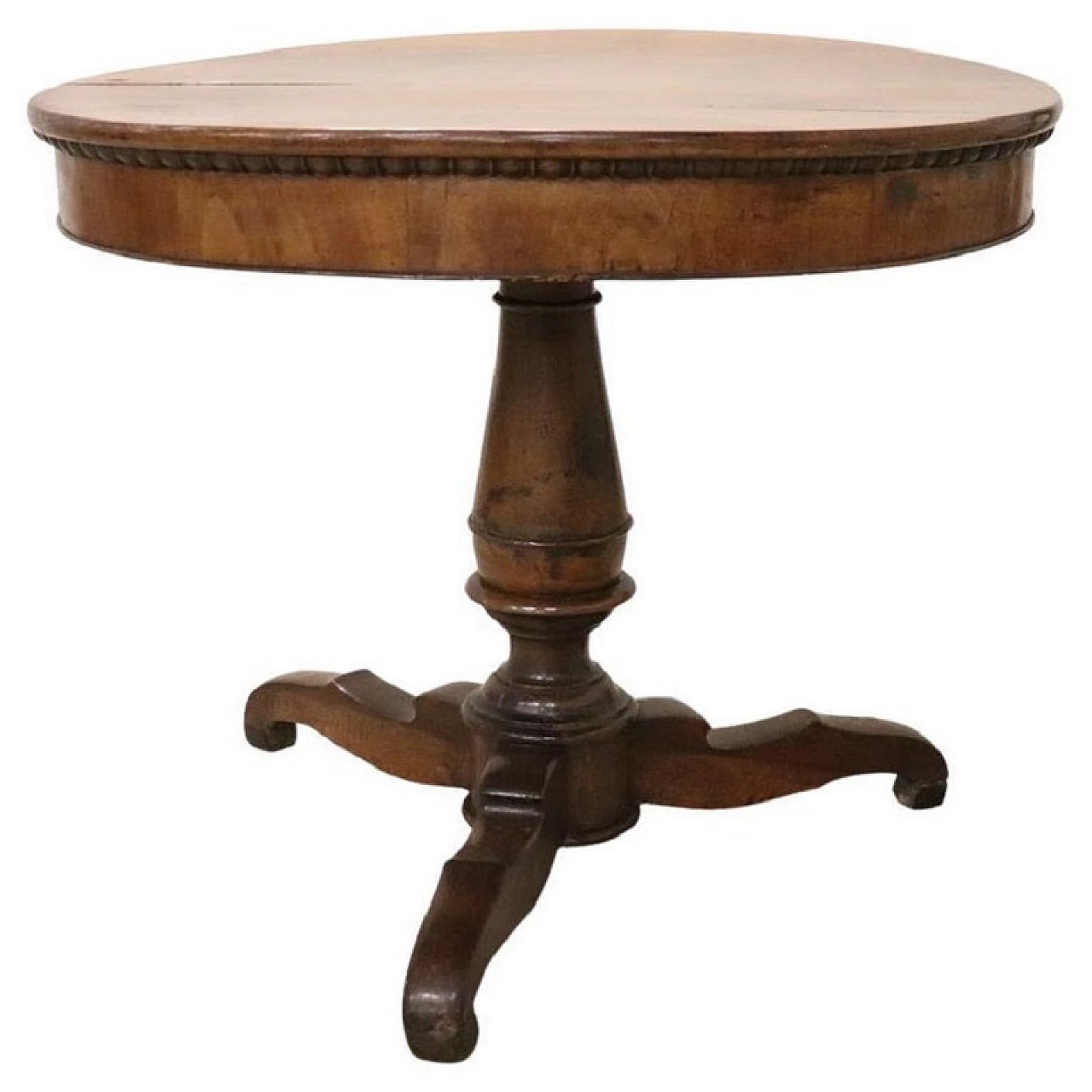 Charles X round solid walnut table, first half of the 19th century 1