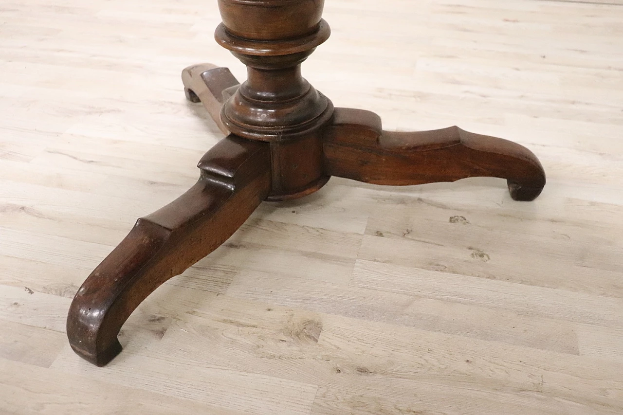 Charles X round solid walnut table, first half of the 19th century 7