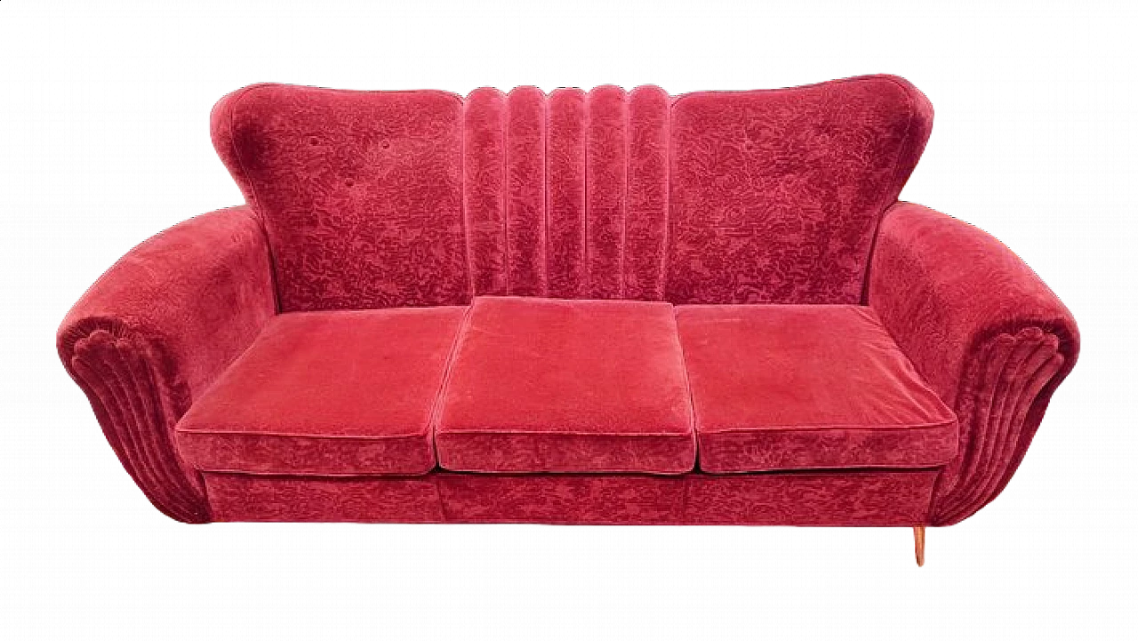 Art Deco velvet sofa attributed to Guglielmo Ulrich, 1930s 7