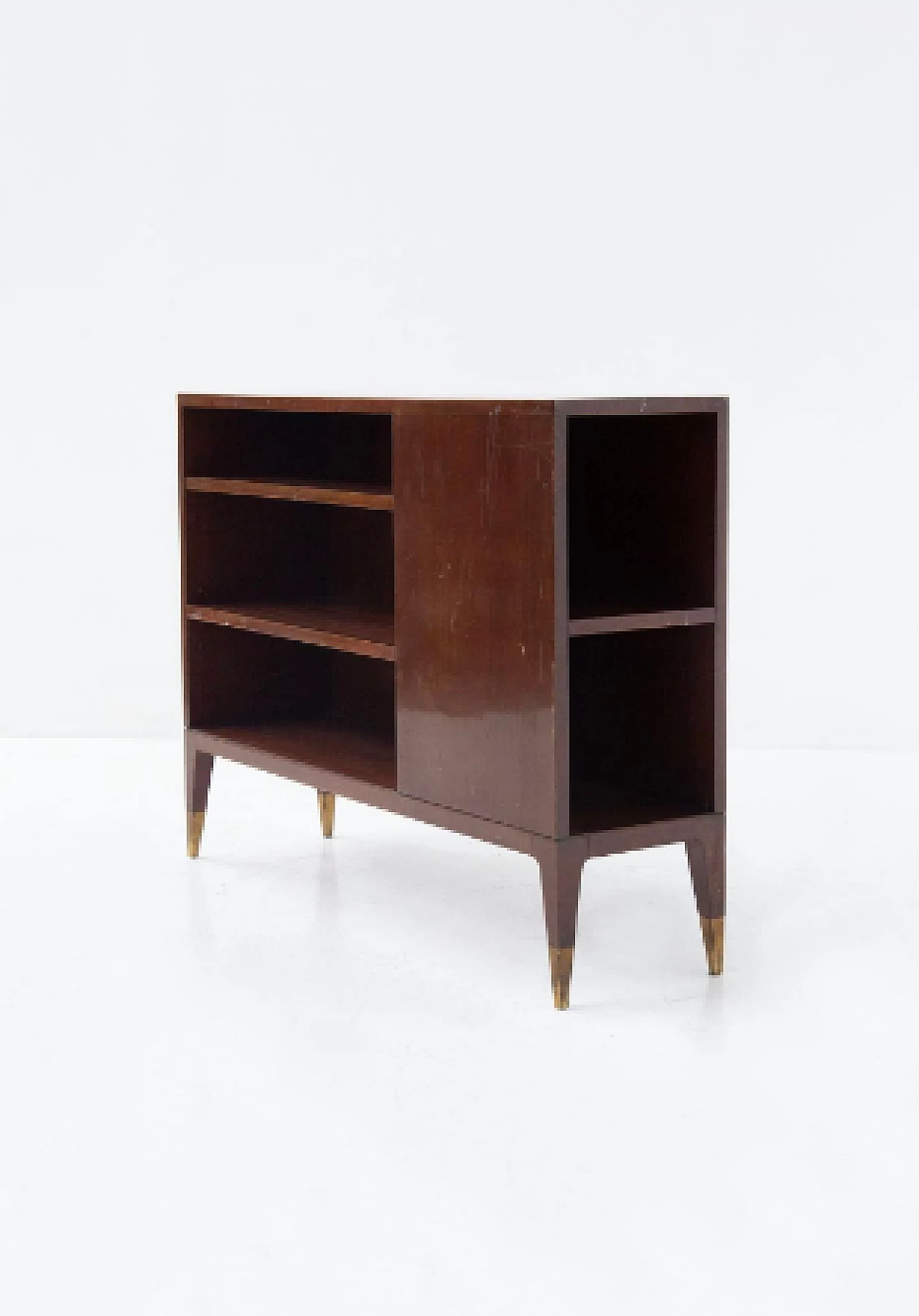 Wood and brass bookcase attributed to Gio Ponti, 1950s 3