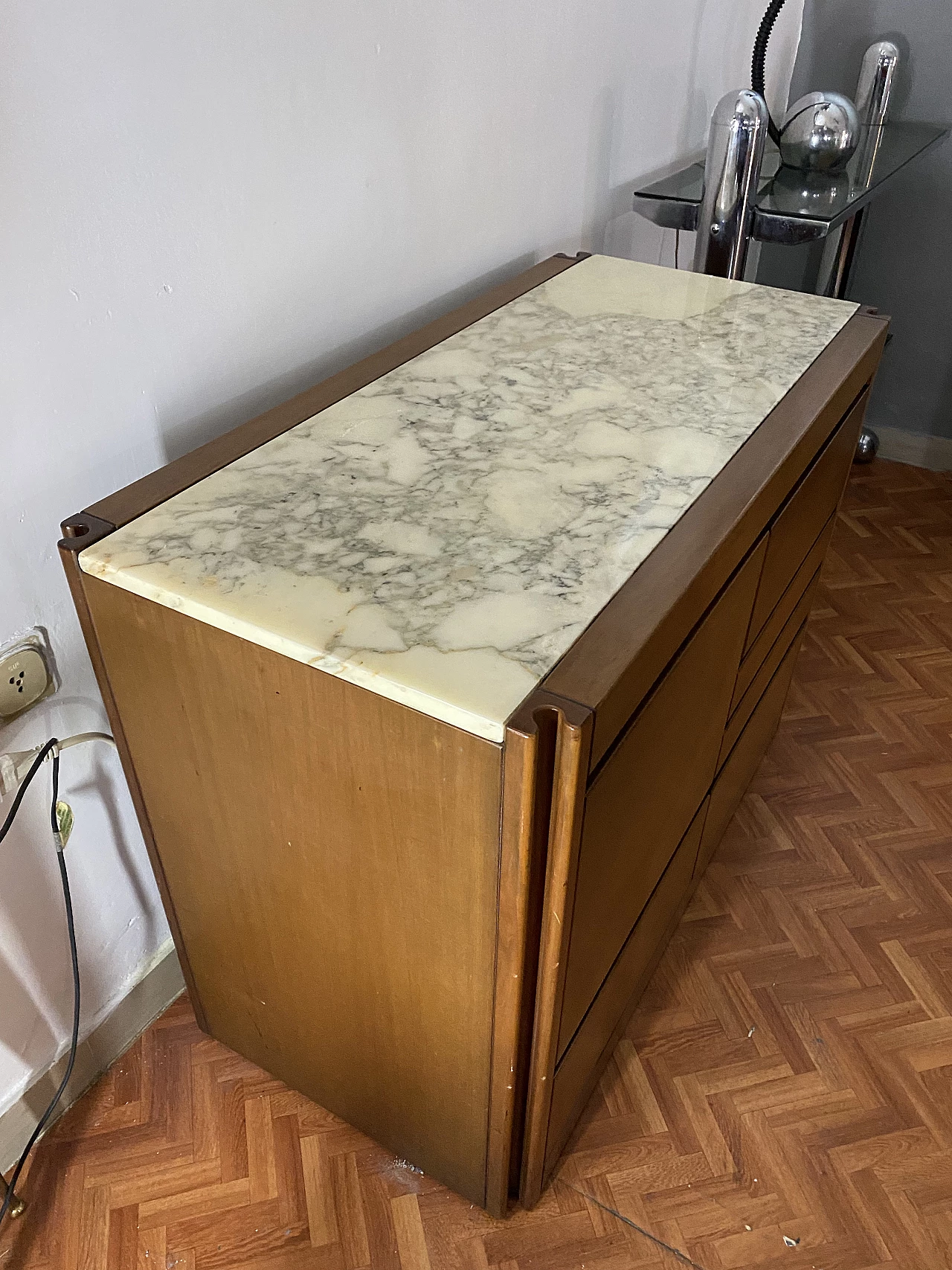 Wooden chest of drawers with marble top by Angelo Mangiarotti, 1960s 1