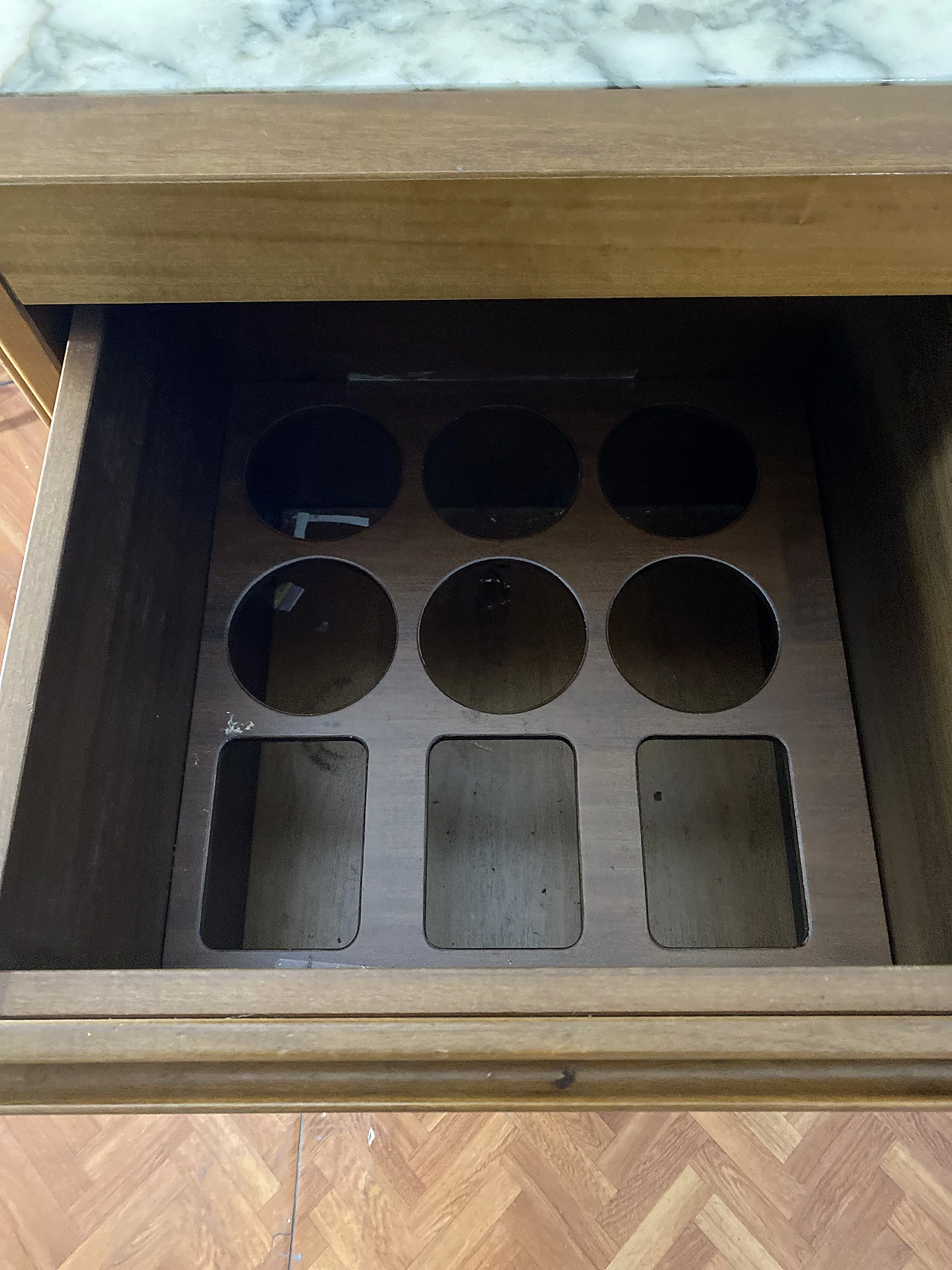 Wooden chest of drawers with marble top by Angelo Mangiarotti, 1960s 4