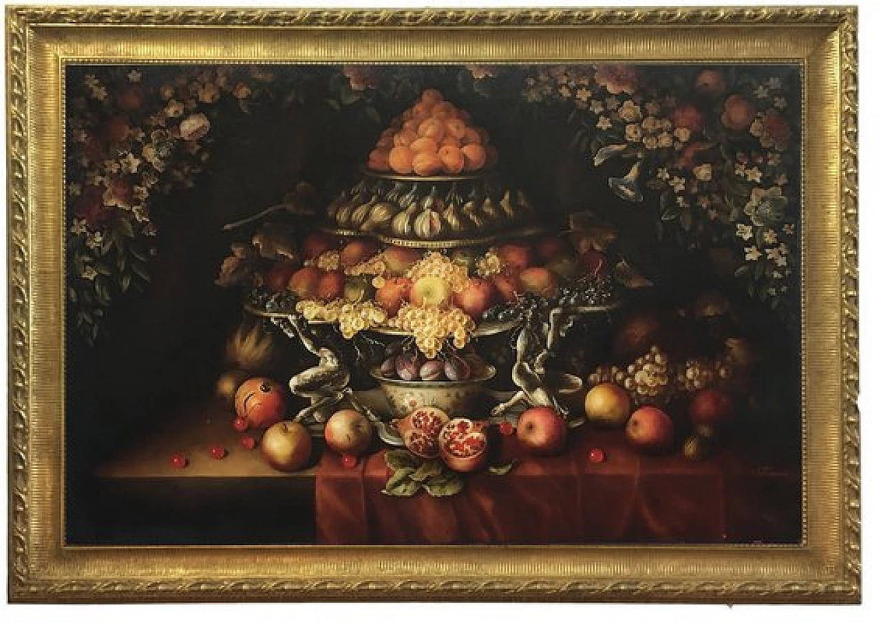 Carlo De Tommasi, Triumph of fruit and flowers, oil on canvas, 2008 1
