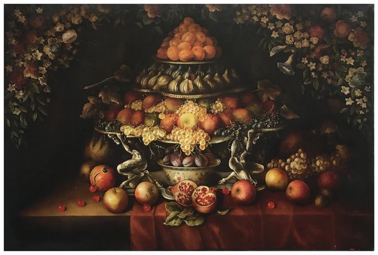 Carlo De Tommasi, Triumph of fruit and flowers, oil on canvas, 2008 2