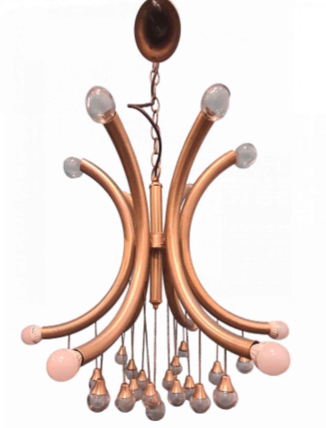 Six-light brass and glass chandelier by Gaetano Sciolari, 1970s 12