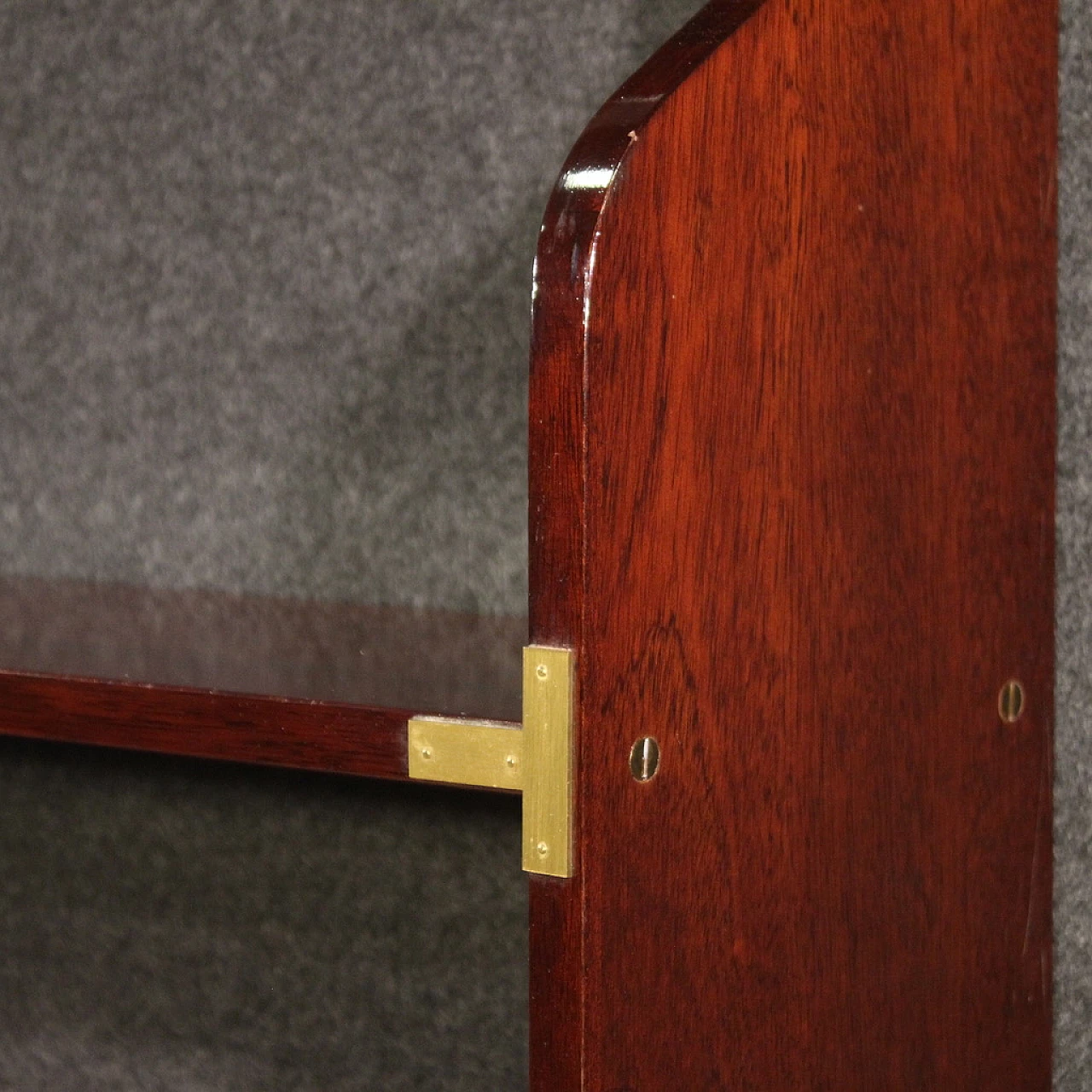 Nautical style mahogany and brass wall bookcase, 1970s 8