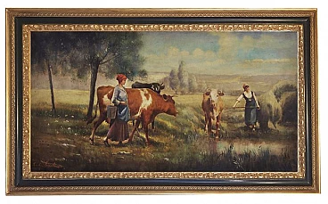 Emilio Pergola, paesaggio di campagna, dipinto a olio su tela, 2005